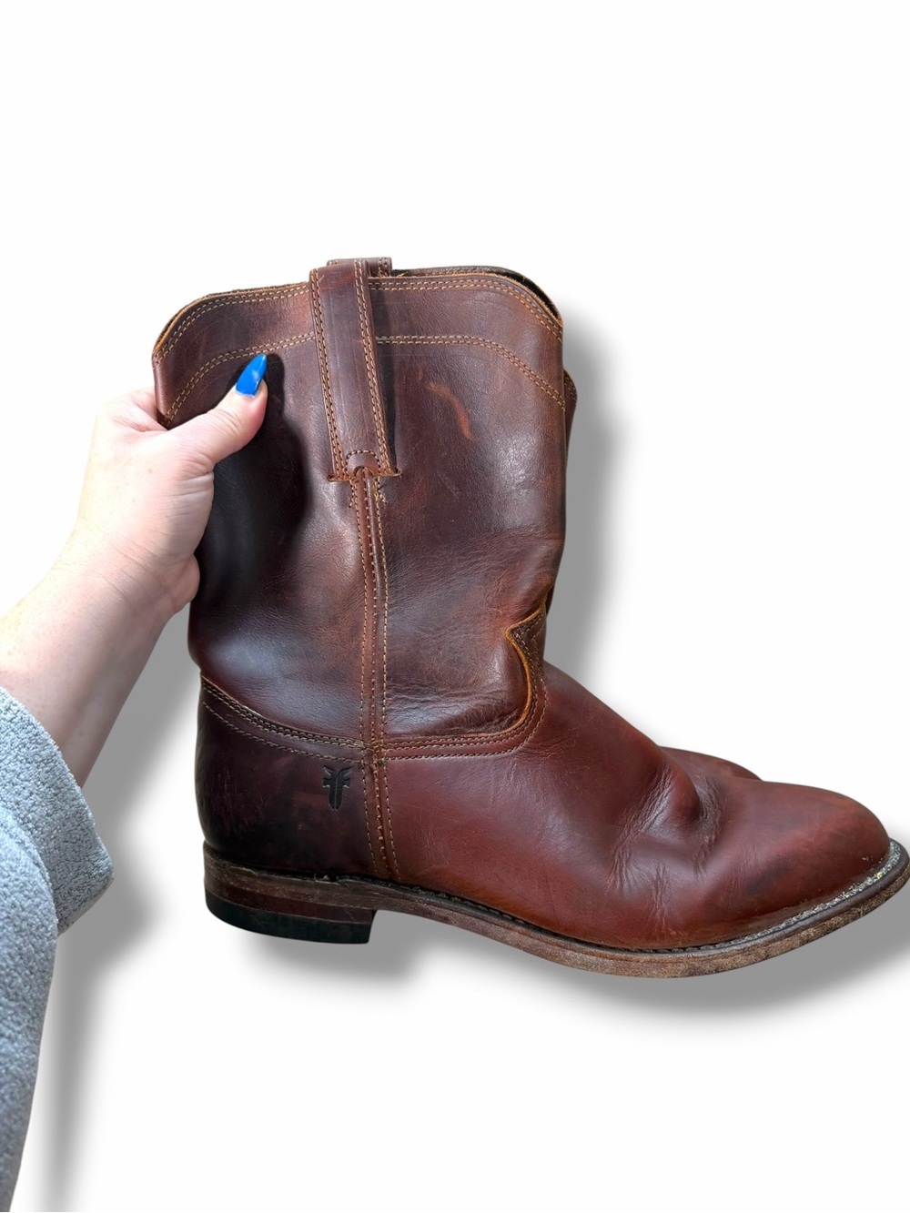 Frye Men's Chestnut Brown Leather Western Pull-On Boot Size 10